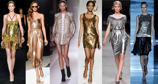 Abiti oro e argento di Cavalli Ferragamo Balmain Moschino N 21 Gucci