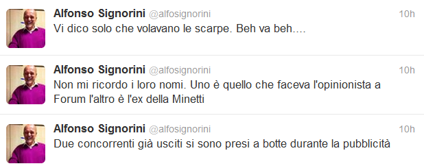Alfonso Signorini su Twitter